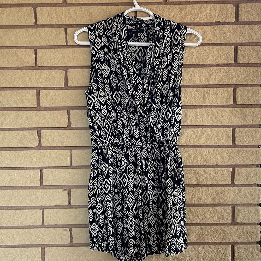 Patterned black and white Romper